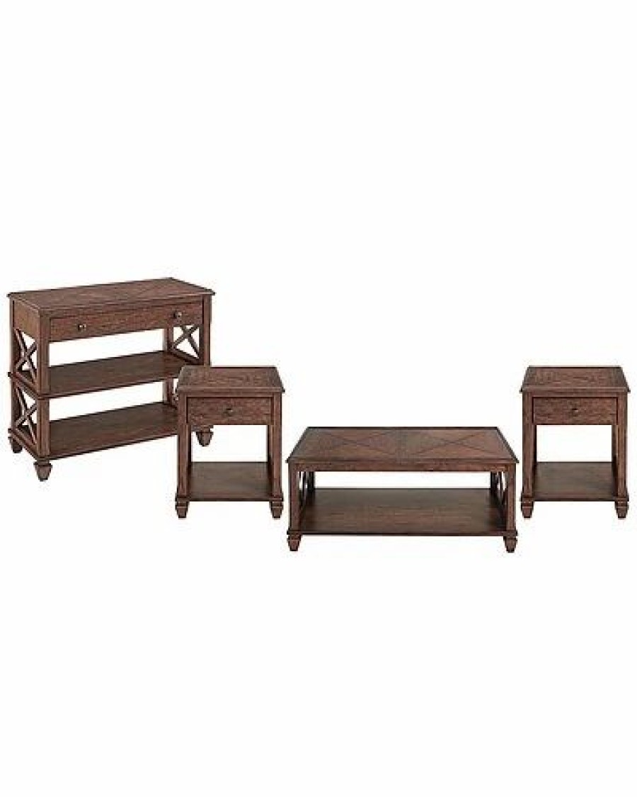 * Alaterre Stockbridge 4Pc Wood Living Room Set With 45In Coffee Table, Two Square End Tables & Tv/Sofa Console Table Home Coffee Tables