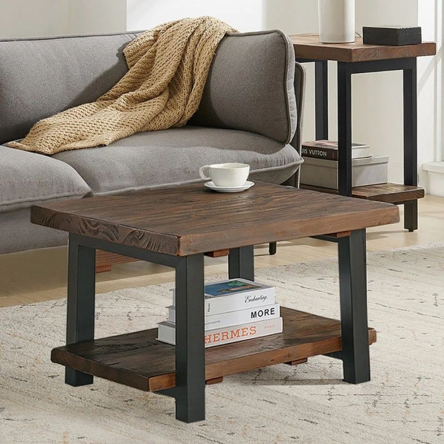 * Pomona 27 Metal And Wood Square Coffee Table Coffee Tables