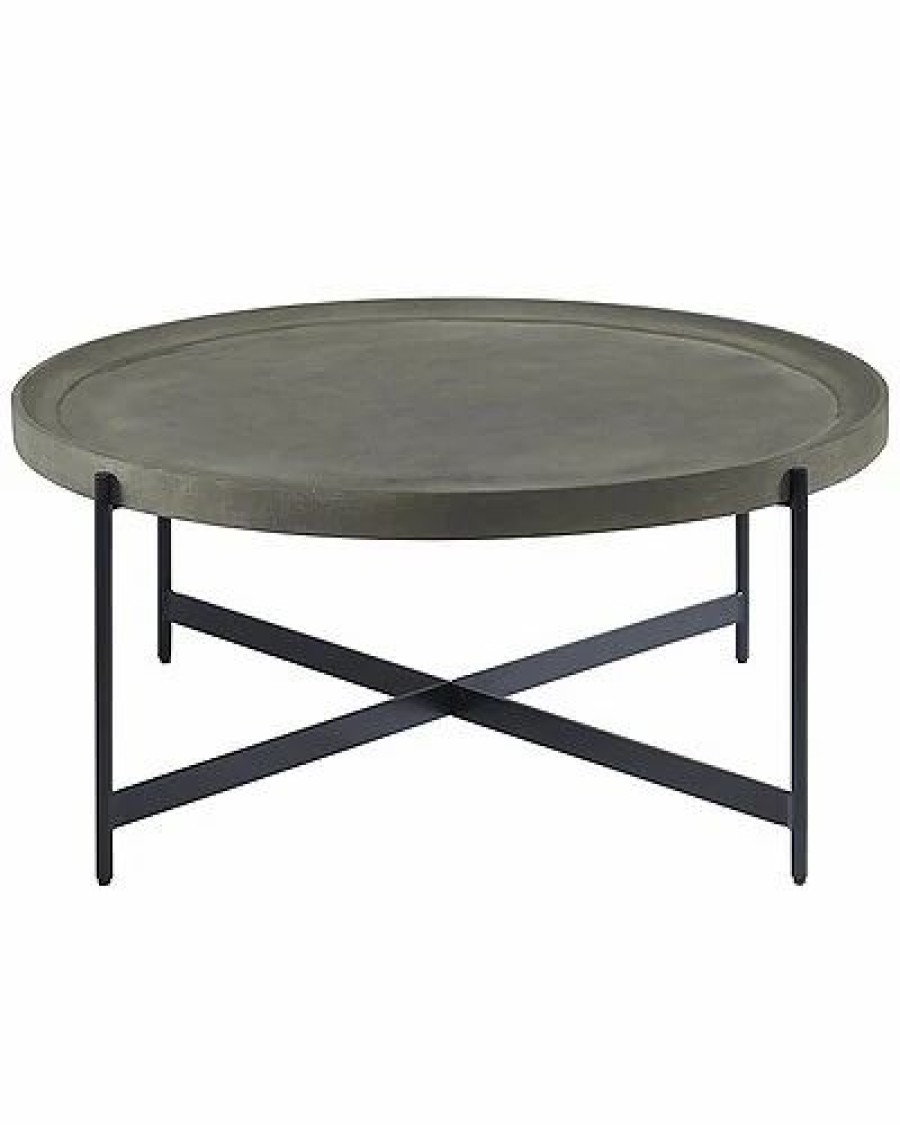 * Alaterre Brookline 42In Round Wood With Concrete-Coating Coffee Table Home Coffee Tables