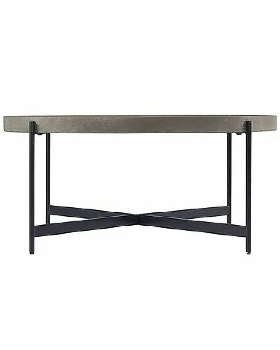 * Alaterre Brookline 42In Round Wood With Concrete-Coating Coffee Table Home Coffee Tables