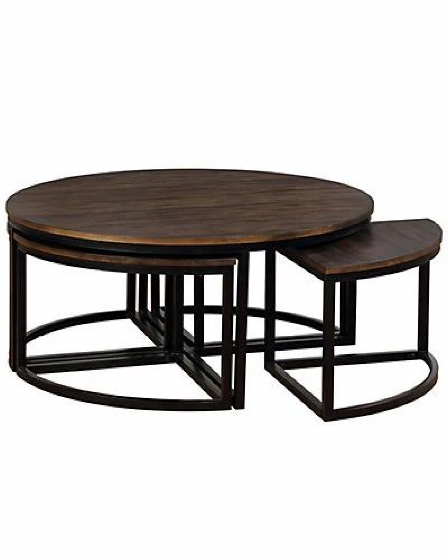 * Alaterre Arcadia Acacia Wood 42In Round Coffee Table With Nesting Tables Home Coffee Tables