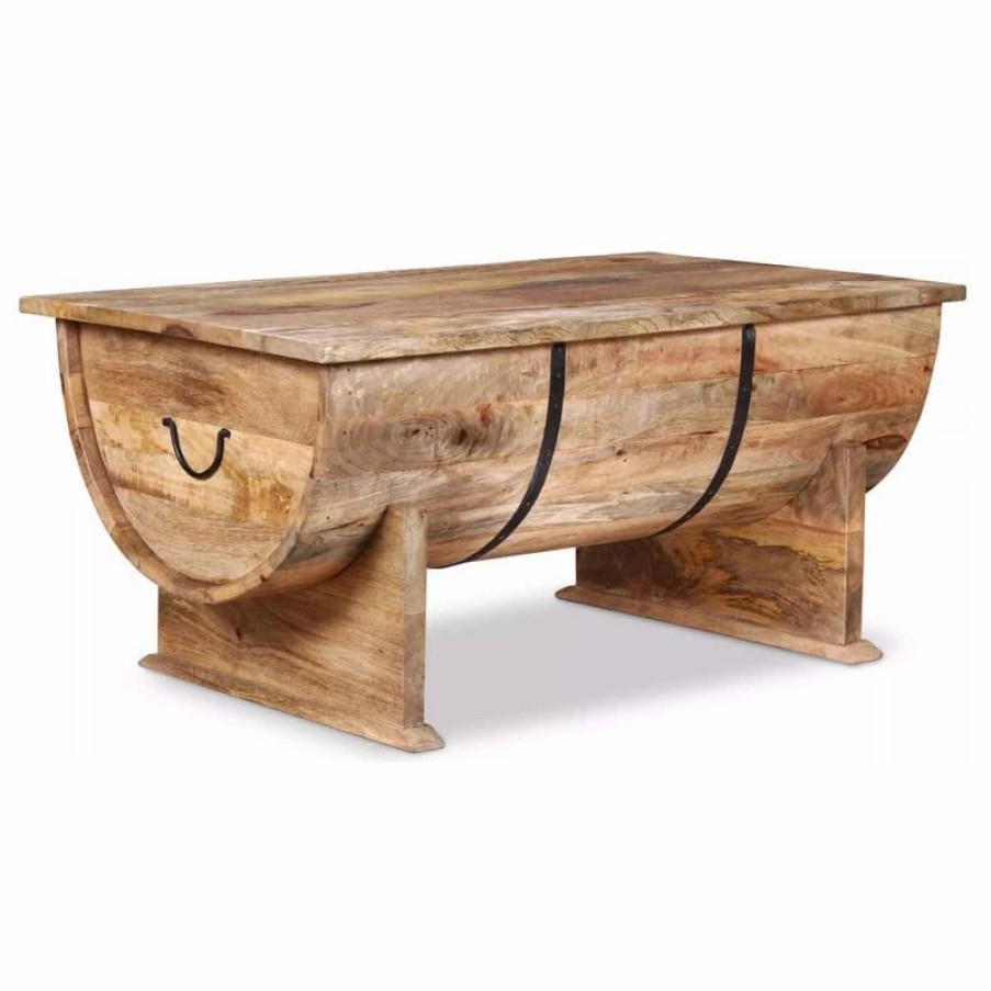 * Vidaxl Coffee Table W/ A Compartment Solid Mango Wood Side Living Room Couch Coffee Tables