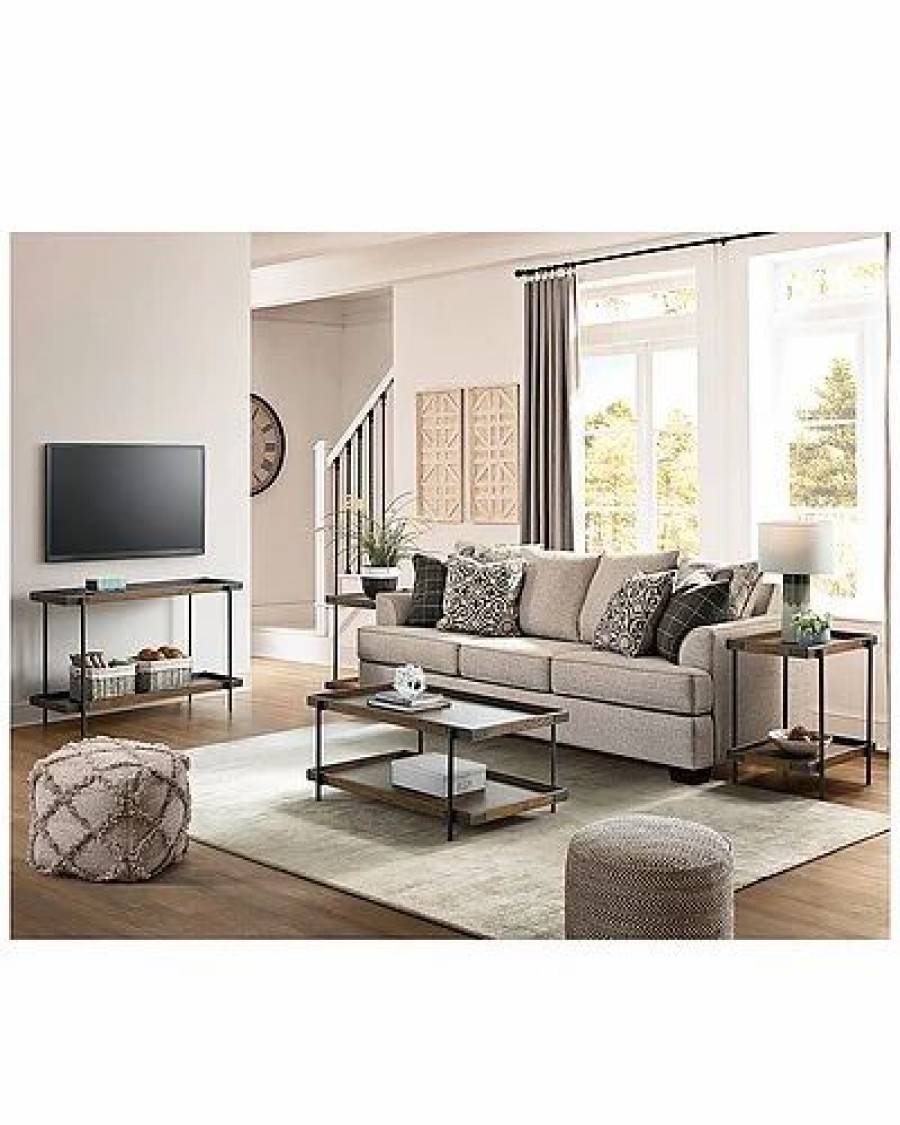 * Alaterre Kyra 4Pc Oak & Metal Living Room Set With 42In Coffee Table, Two Side Tables & Sofa/Tv Console Table, Set Of 4 Home Coffee Tables