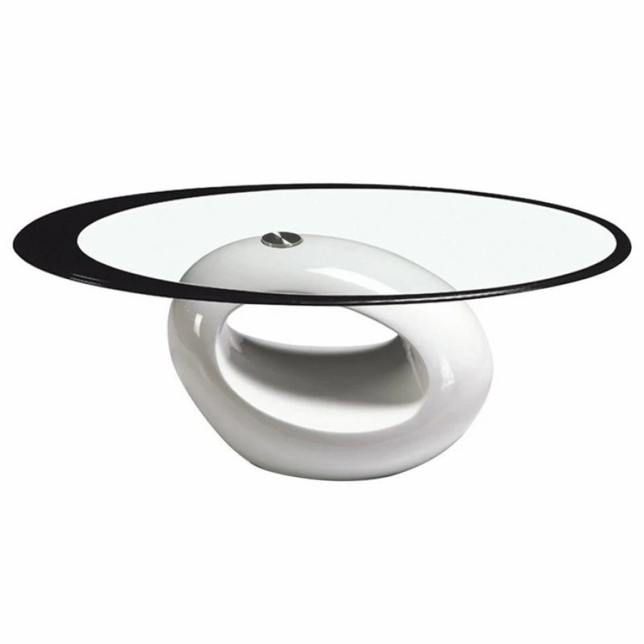 * Stylish Oval Shape Coffee Table, White Coffee Tables