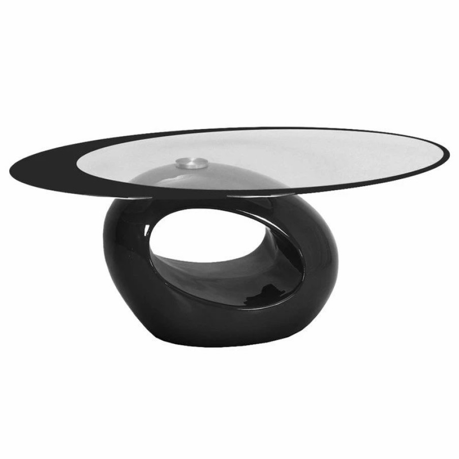 * Stylish Oval Shape Coffee Table, Black Coffee Tables