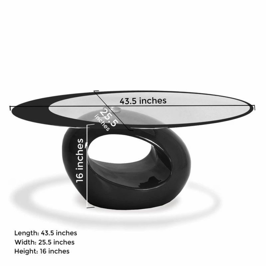 * Stylish Oval Shape Coffee Table, Black Coffee Tables