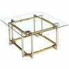 * Contemporary Square Glass & Metal Coffee Table In Silver & Gold Coffee Tables