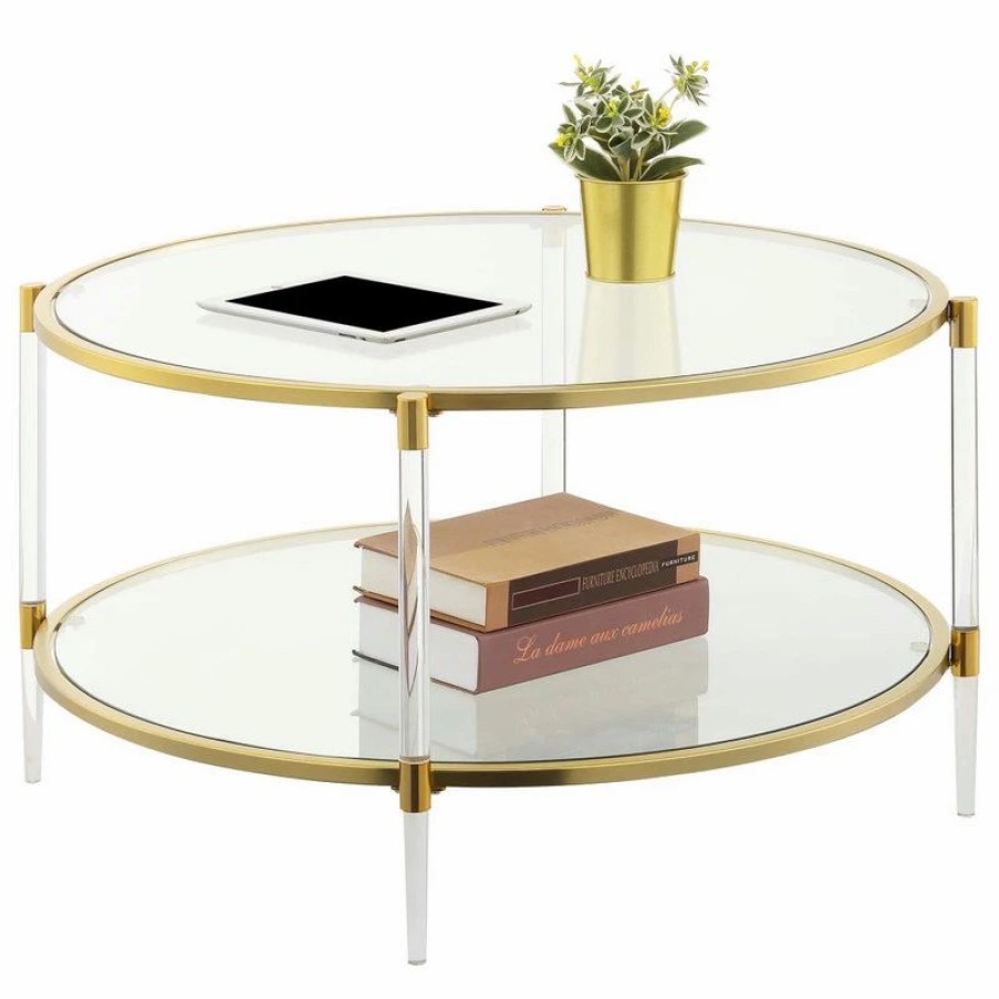 * Convenience Concepts Royal Crest 2 Tier Acrylic Glass Coffee Table S14-129 Coffee Tables