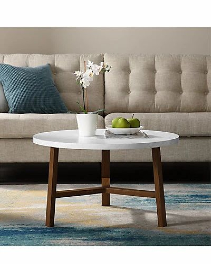 * 30In Modern Round Wood Coffee Table Home Coffee Tables