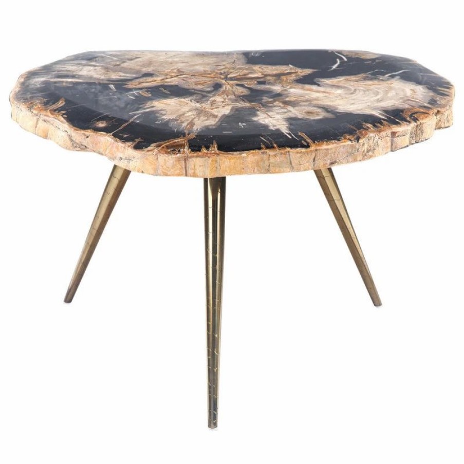 * Contemporary Black Petrified Stone Coffee Table 91962 Coffee Tables