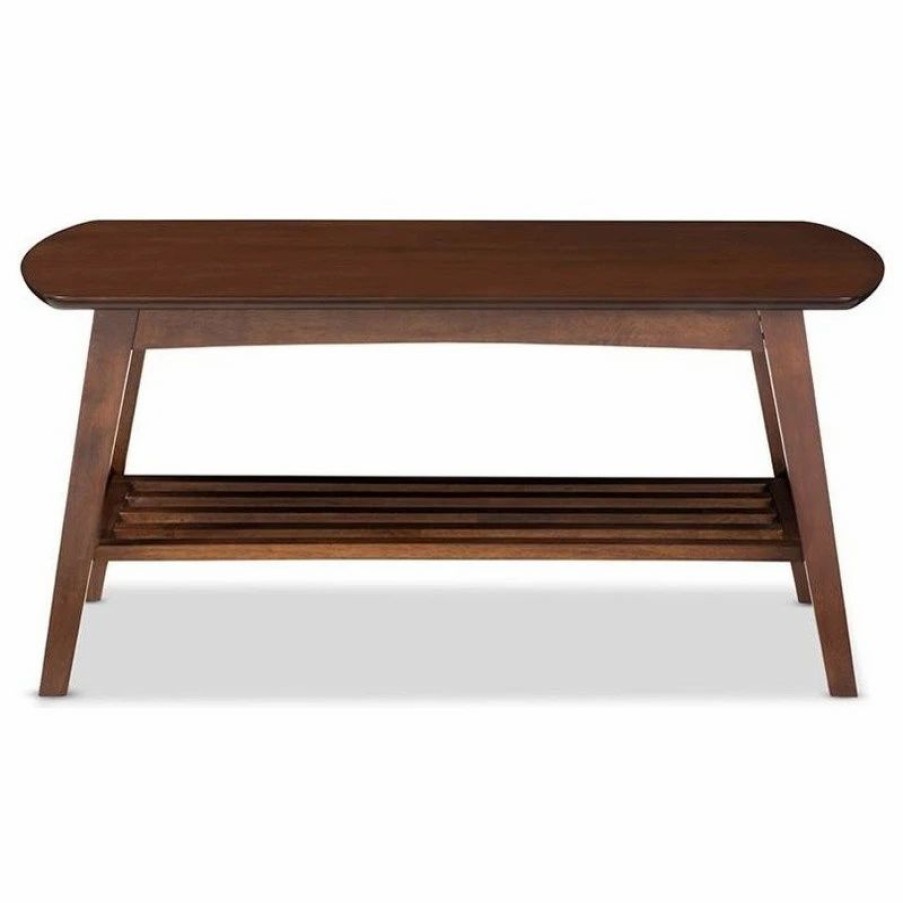 * Baxton Studio Sacramento Coffee Table, Walnut Dark Brown Coffee Tables