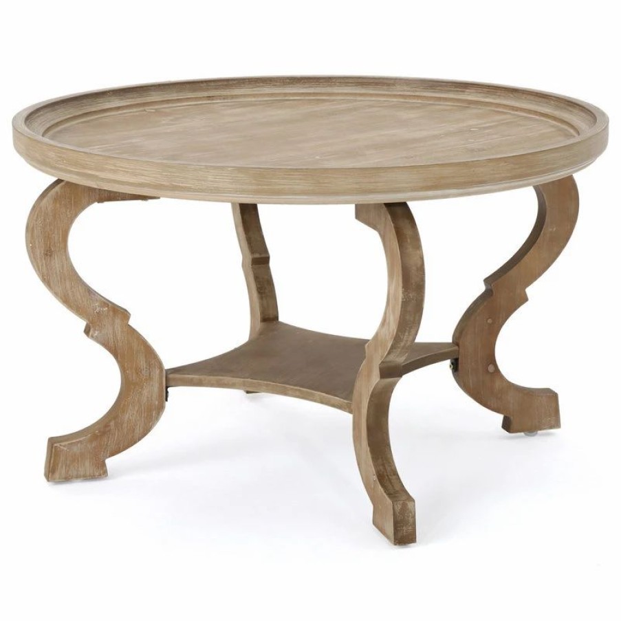 * Gdf Studio Alteri Finished Faux Wood Circular Coffee Table, Natural Coffee Tables