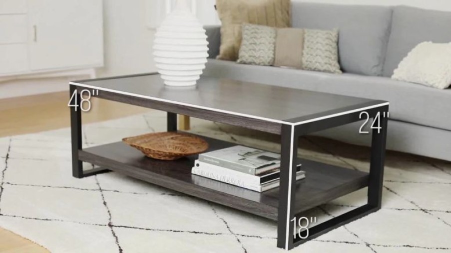 * Walker Edison Angelo:Home 48 Industrial Coffee Table Charcoal Coffee Tables