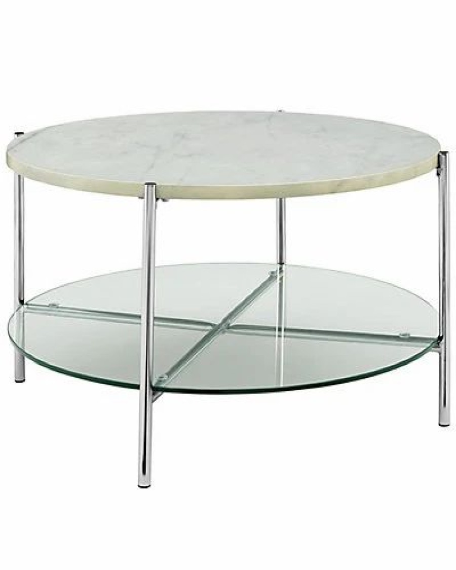 * 32In Glam Round Faux Marble Coffee Table Home Coffee Tables