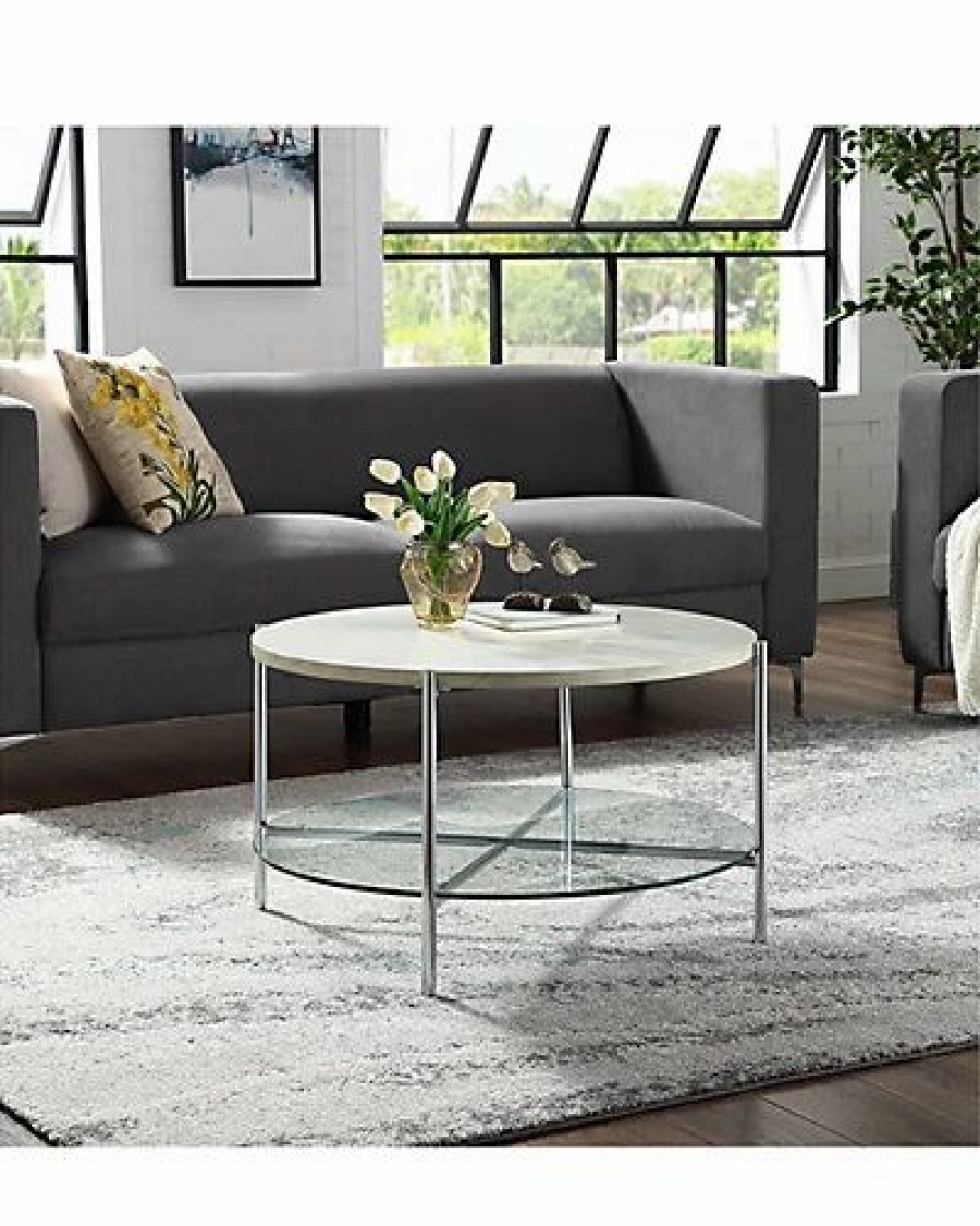 * 32In Glam Round Faux Marble Coffee Table Home Coffee Tables