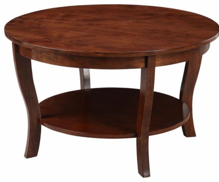 * American Heritage Round Coffee Table With Shelf Coffee Tables